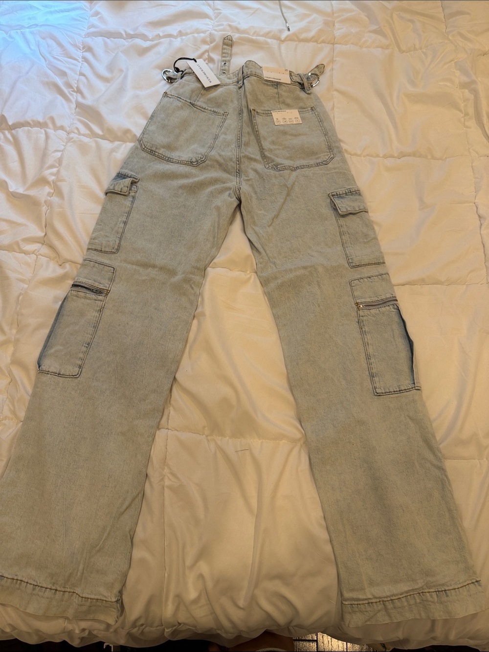 WeWoreWhat Light Wash Straight Leg Cargo Jeans - Picture 2 of 3